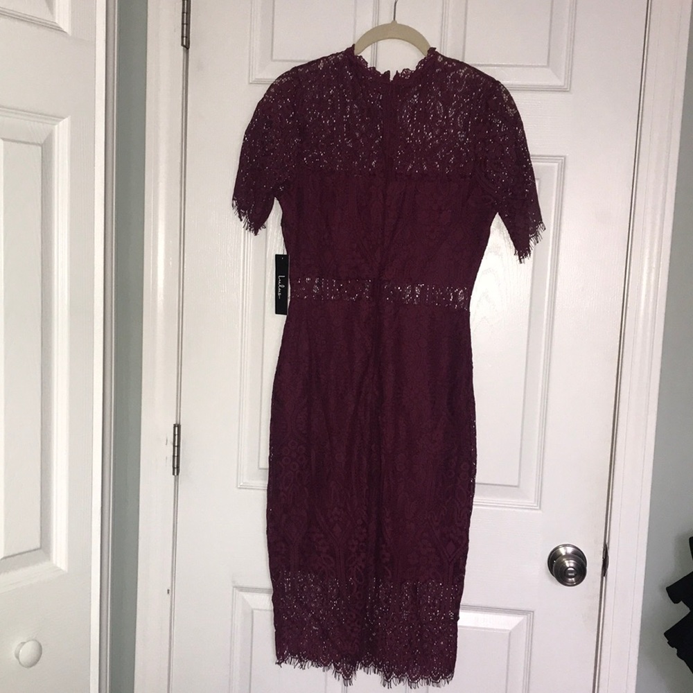 Lulus Lace Cranberry midi dress